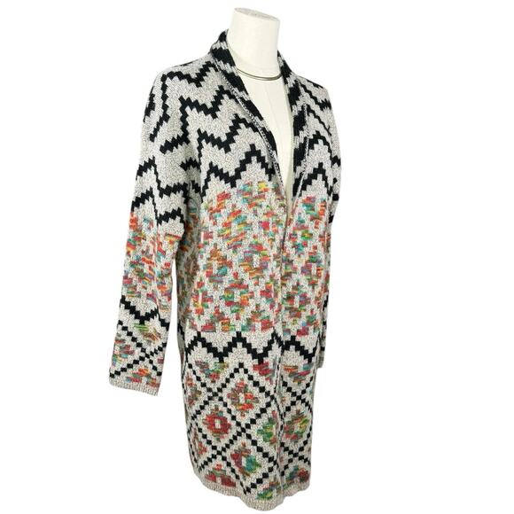 Dreamers Open Front Cotton Blend Tribal Geo Cardigan Moody | S/M - Picture 6 of 11
